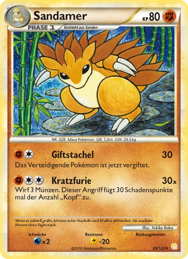 Karte Sandamer aus HeartGold SoulSilver, Nummer 29/123