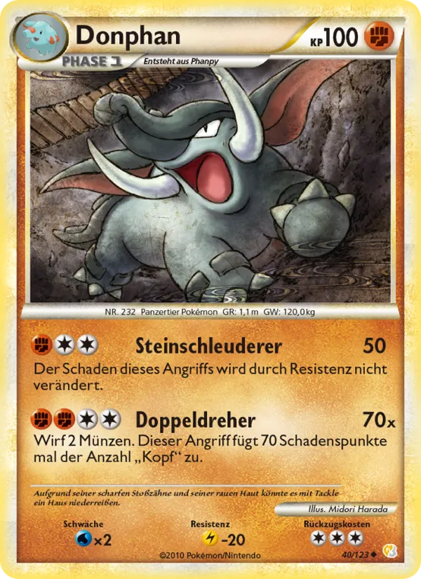 Karte Donphan aus HeartGold SoulSilver, Nummer 40/123