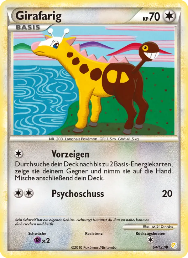 Karte Girafarig aus HeartGold SoulSilver, Nummer 64/123
