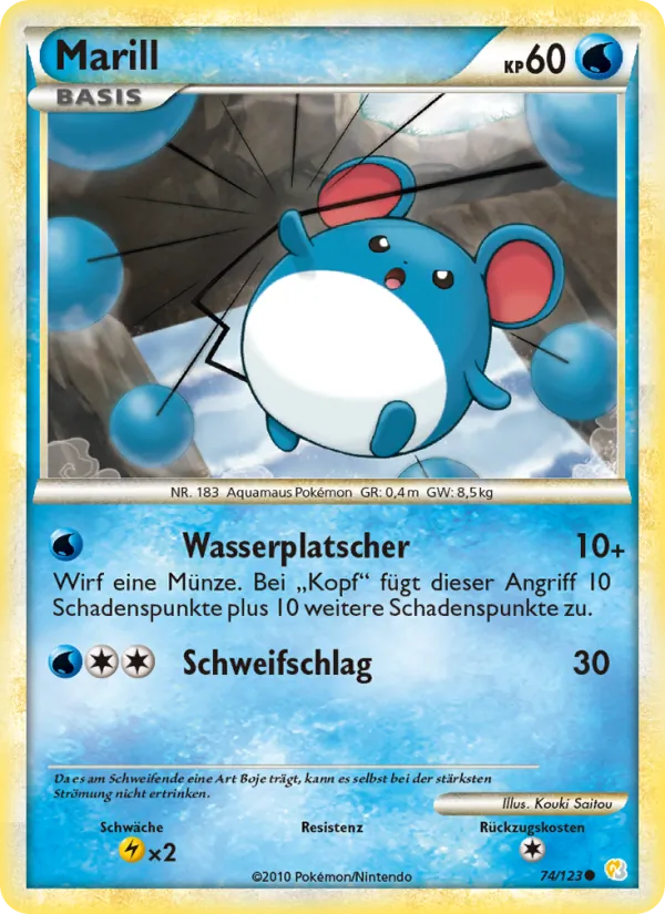 Karte Marill aus HeartGold SoulSilver, Nummer 74/123