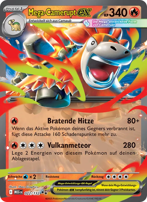 Karte Mega-Camerupt-ex aus Mega-Entwicklung, Nummer 022/132