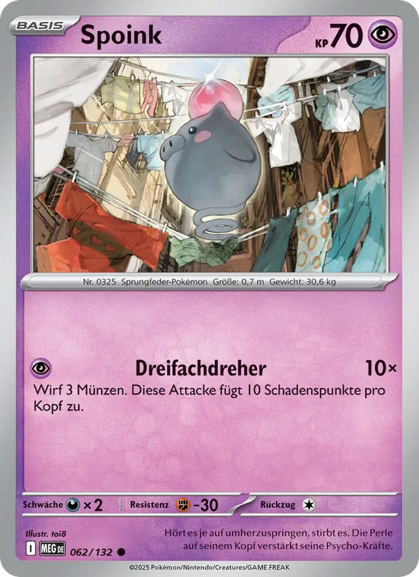 Karte Spoink aus Mega-Entwicklung, Nummer 062/132