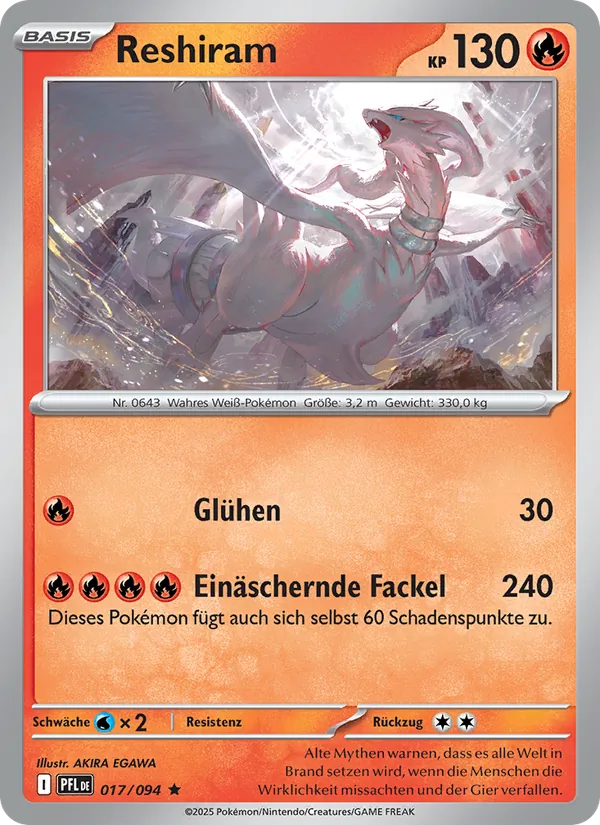 Karte Reshiram aus Fatale Flammen, Nummer 017/94