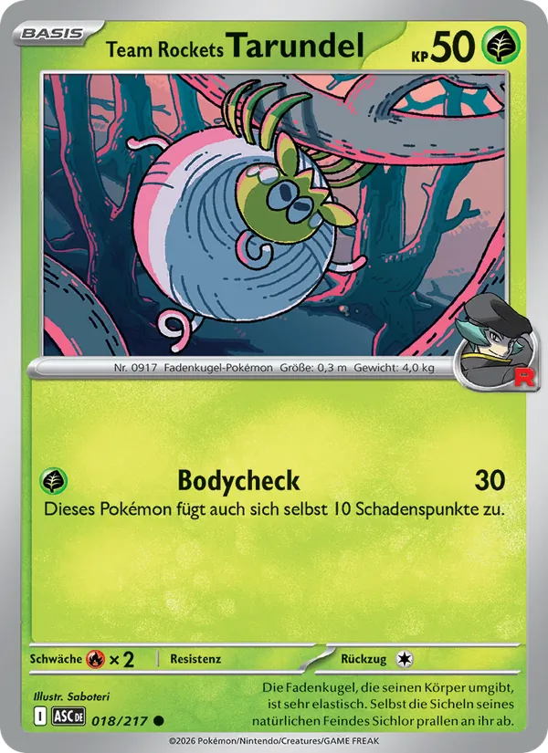 Karte Team Rockets Tarundel aus Erhabene Helden, Nummer 018/217