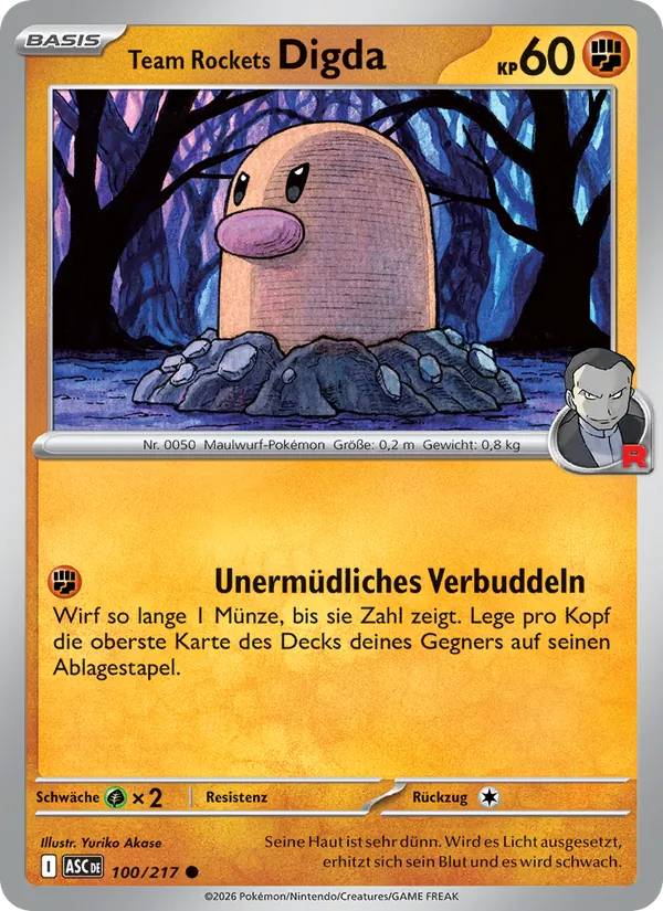 Karte Team Rockets Digda aus Erhabene Helden, Nummer 100/217