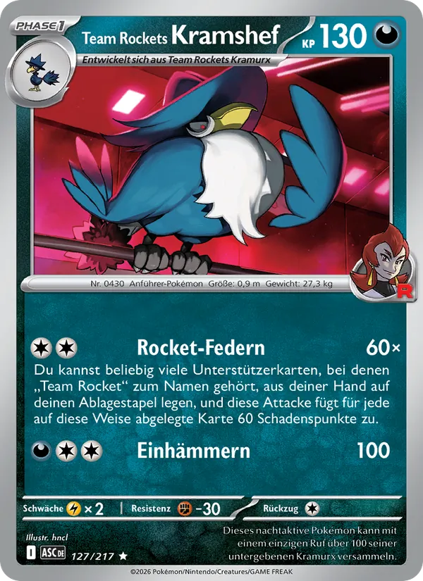 Karte Team Rockets Kramshef aus Erhabene Helden, Nummer 127/217