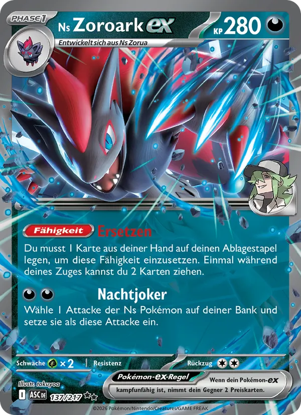 Karte Ns Zoroark-ex aus Erhabene Helden, Nummer 137/217