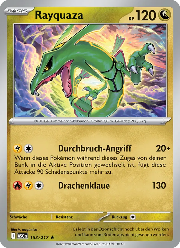 Karte Rayquaza aus Erhabene Helden, Nummer 153/217