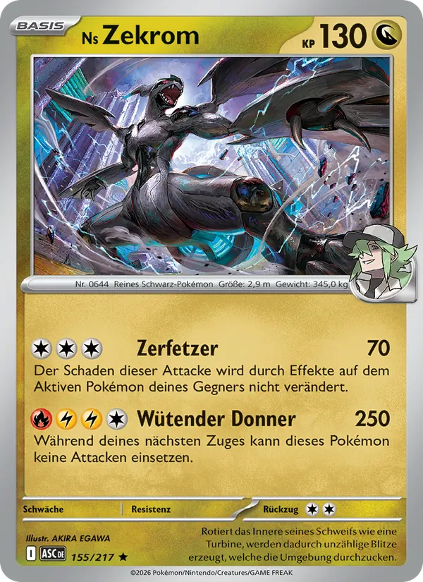 Karte Ns Zekrom aus Erhabene Helden, Nummer 155/217
