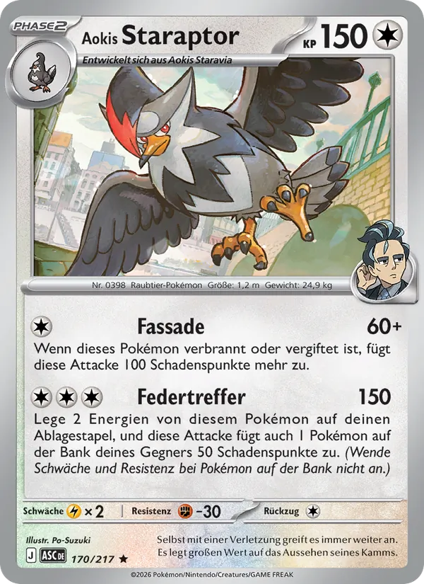 Karte Aokis Staraptor aus Erhabene Helden, Nummer 170/217
