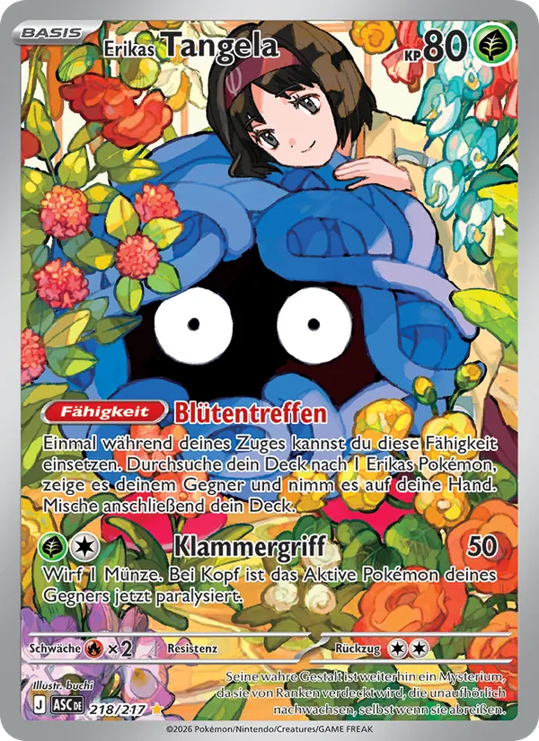 Karte Erikas Tangela aus Erhabene Helden, Nummer 218/217