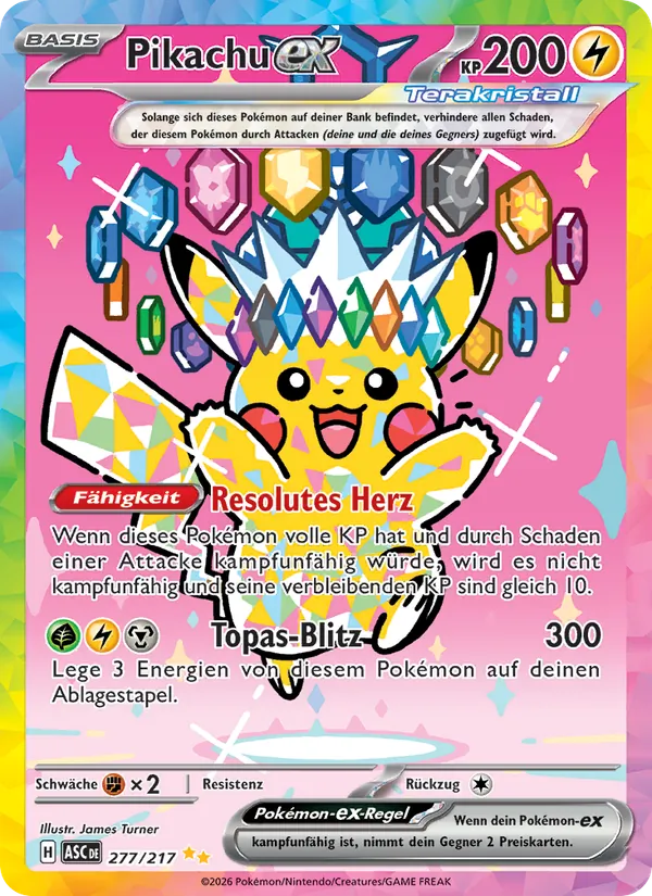 Karte Pikachu-ex aus Erhabene Helden, Nummer 277/217