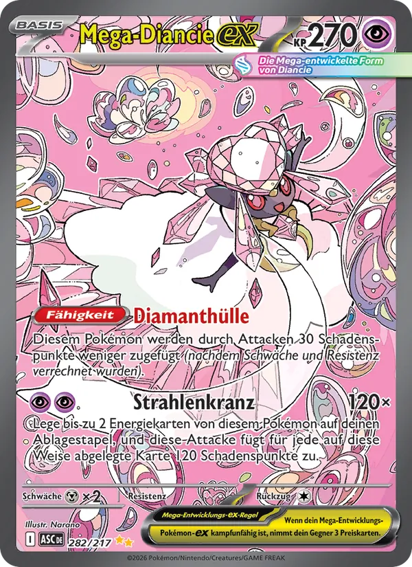 Karte Mega-Diancie-ex aus Erhabene Helden, Nummer 282/217