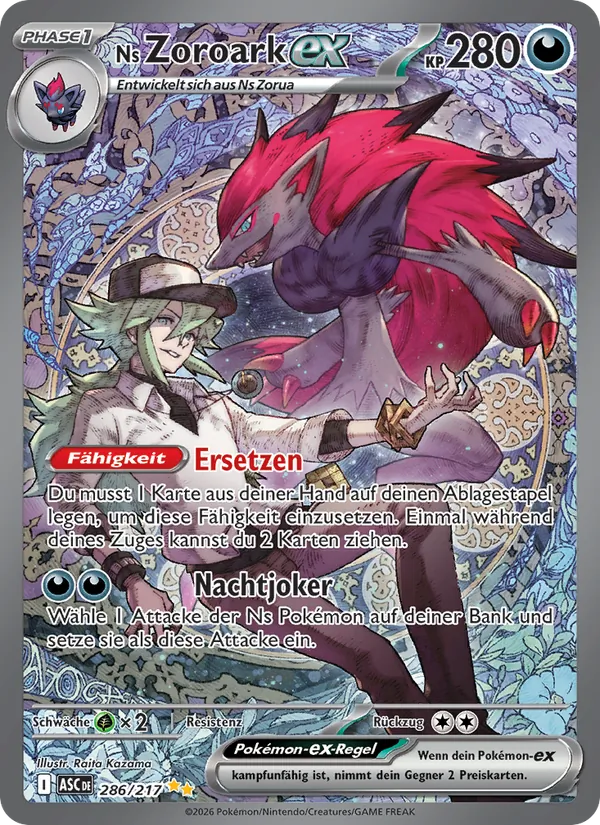 Karte Ns Zoroark-ex aus Erhabene Helden, Nummer 286/217