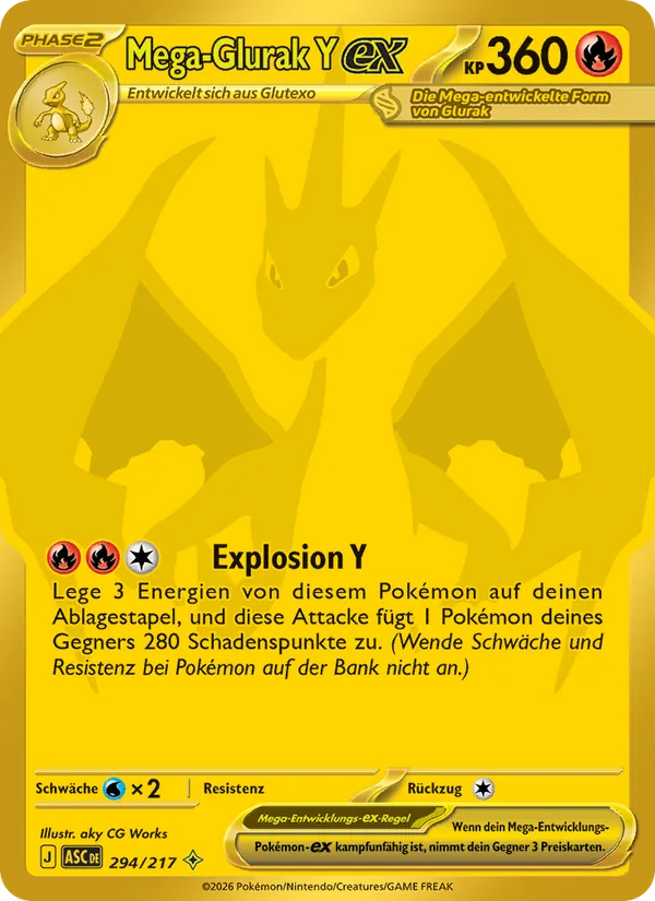 Karte Mega-Glurak Y-ex aus Erhabene Helden, Nummer 294/217