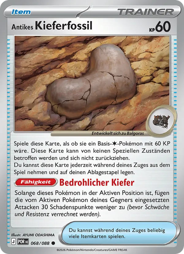 Karte Antikes Kieferfossil aus Optimale Ordnung, Nummer 068/88