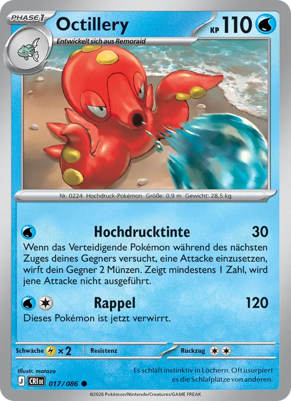Karte Octillery aus Wachsendes Chaos, Nummer 017/86