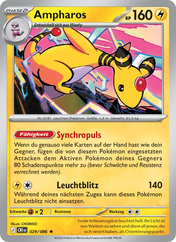 Karte Ampharos aus Wachsendes Chaos, Nummer 029/86