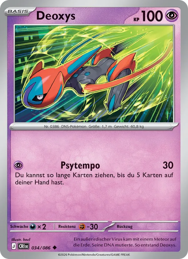 Karte Deoxys aus Wachsendes Chaos, Nummer 034/86