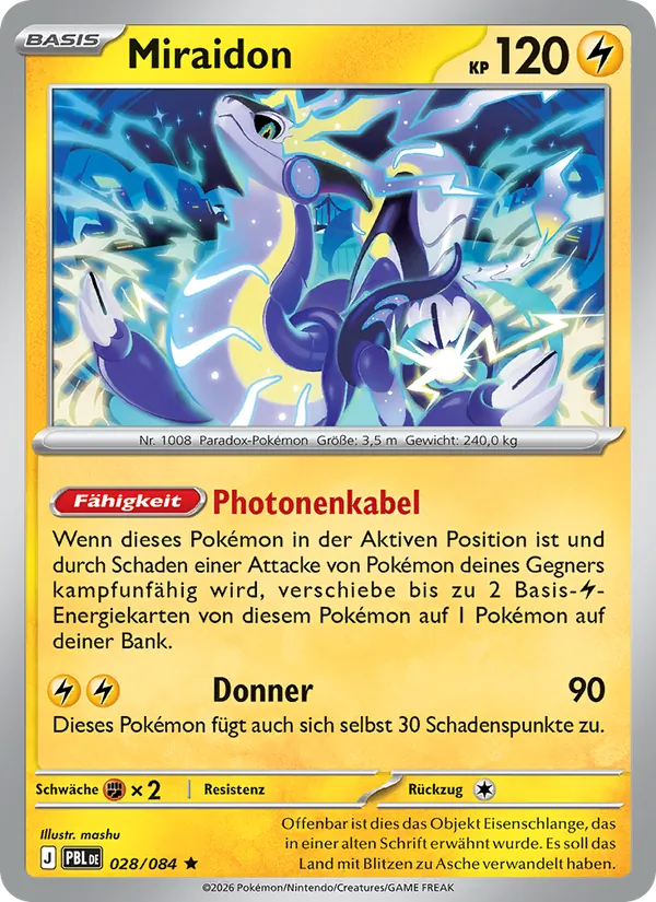Karte Miraidon aus Dunkelnacht, Nummer 028/84