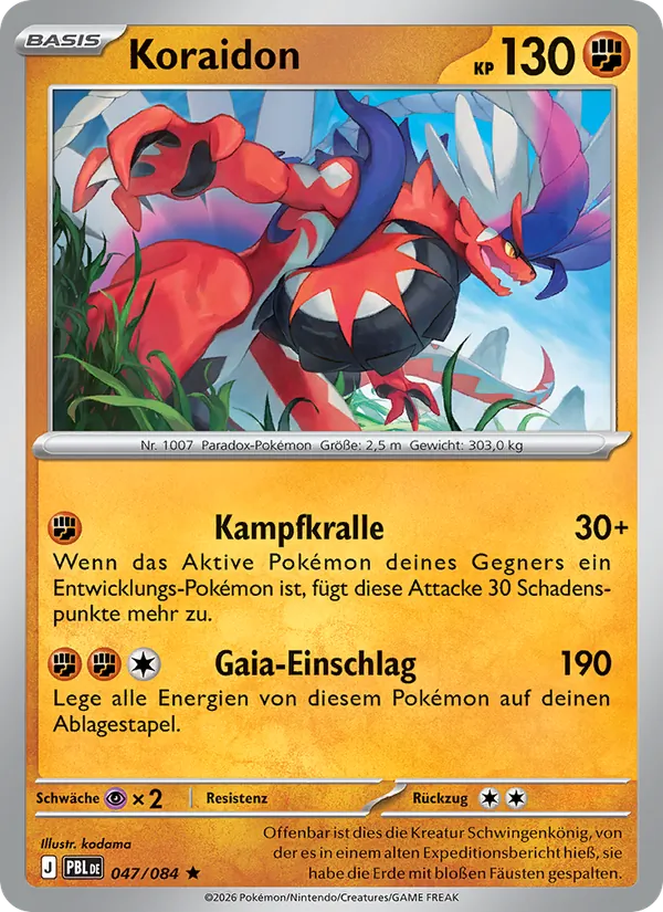 Karte Koraidon aus Dunkelnacht, Nummer 047/84