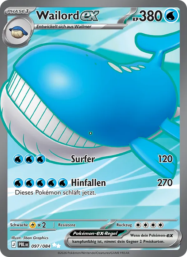 Karte Wailord-ex aus Dunkelnacht, Nummer 097/84