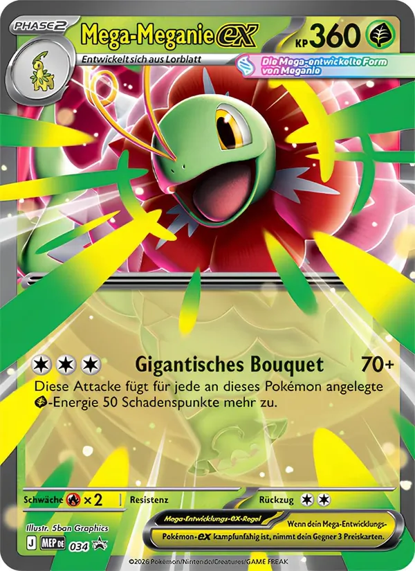 Kaart Mega Meganium ex uit MEP Black Star Promos, nummer 034