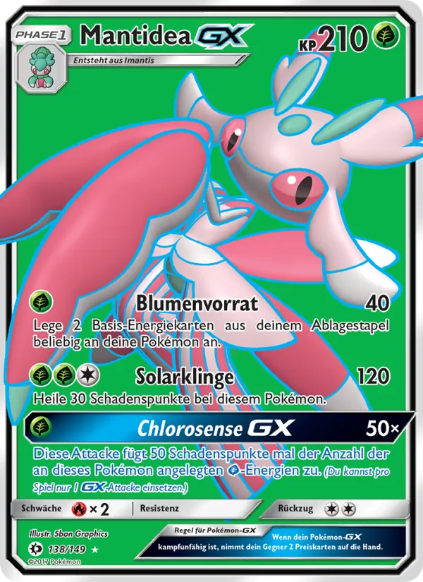 Karte Mantidea GX aus Sonne & Mond, Nummer 138/149