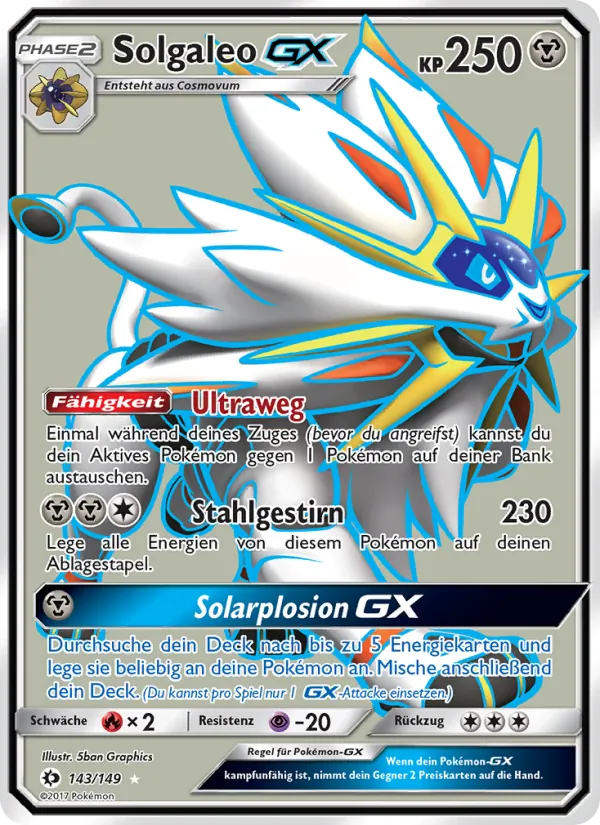 Karte Solgaleo GX aus Sonne & Mond, Nummer 143/149