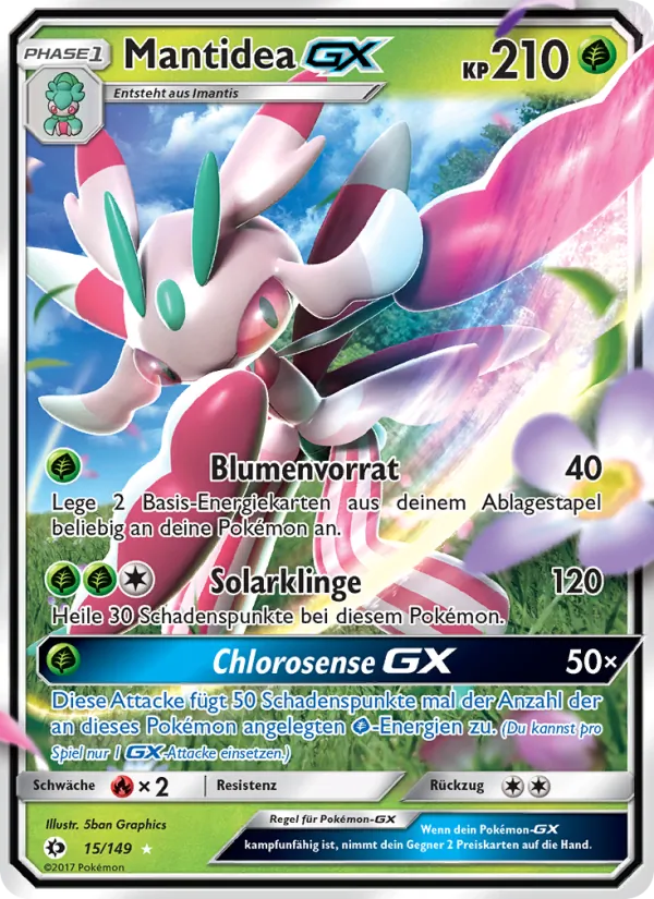 Karte Mantidea GX aus Sonne & Mond, Nummer 15/149