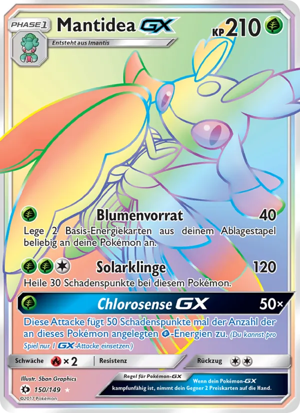 Karte Mantidea GX aus Sonne & Mond, Nummer 150/149