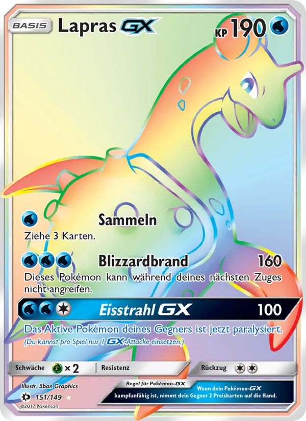 Karte Lapras GX aus Sonne & Mond, Nummer 151/149