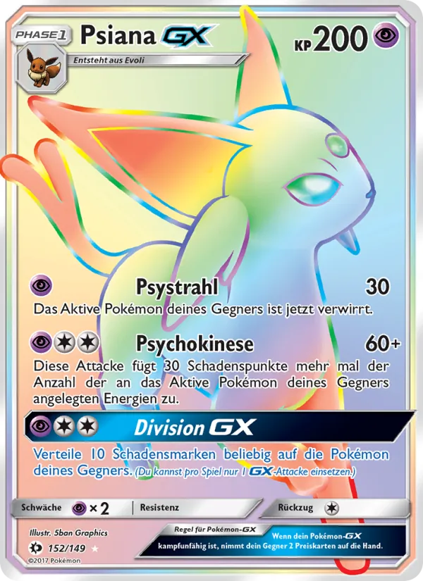 Karte Psiana GX aus Sonne & Mond, Nummer 152/149