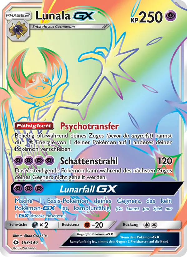 Karte Lunala GX aus Sonne & Mond, Nummer 153/149