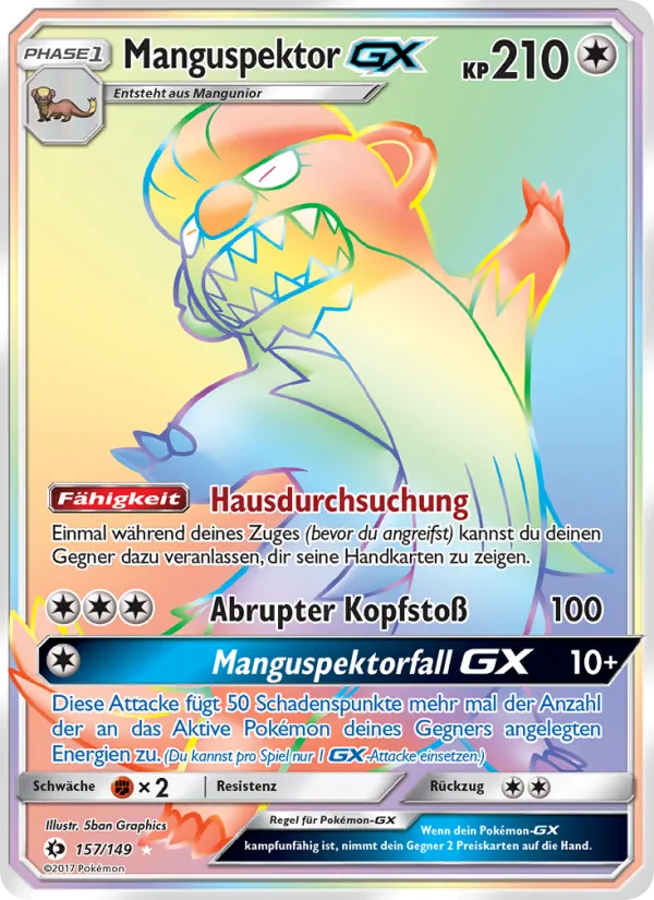 Karte Manguspektor GX aus Sonne & Mond, Nummer 157/149