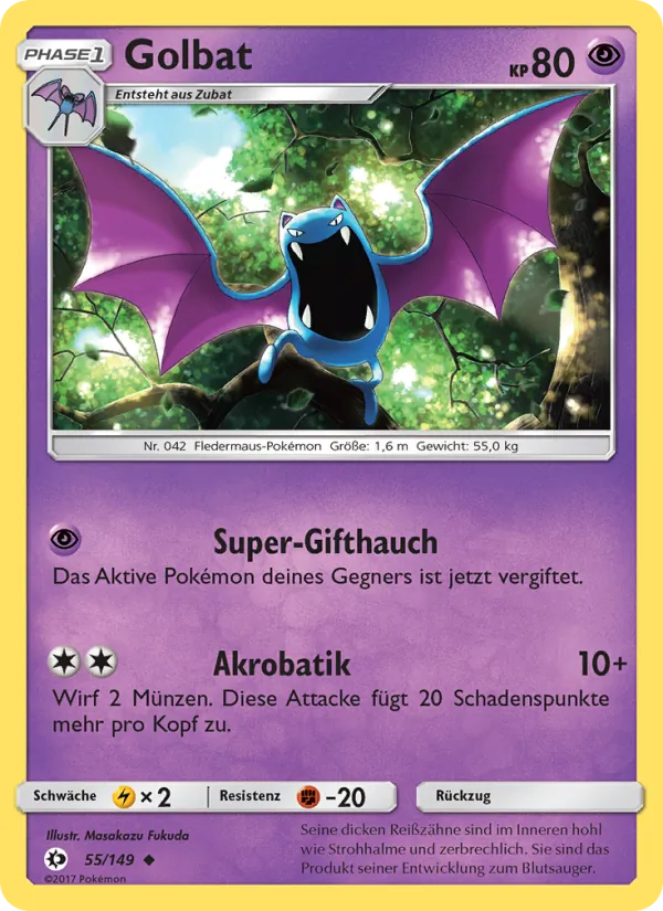 Karte Golbat aus Sonne & Mond, Nummer 55/149