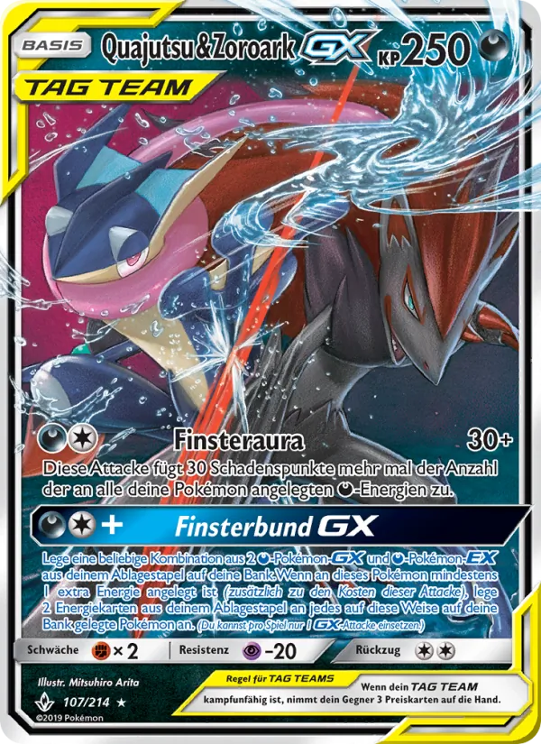 Karte Quajutsu & Zoroark GX aus Kräfte im Einklang, Nummer 107/214