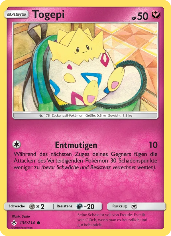 Karte Togepi aus Kräfte im Einklang, Nummer 136/214