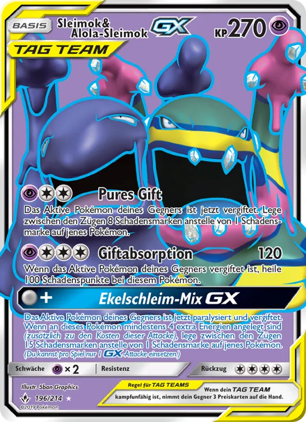 Karte Sleimok & Alola-Sleimok GX aus Kräfte im Einklang, Nummer 196/214