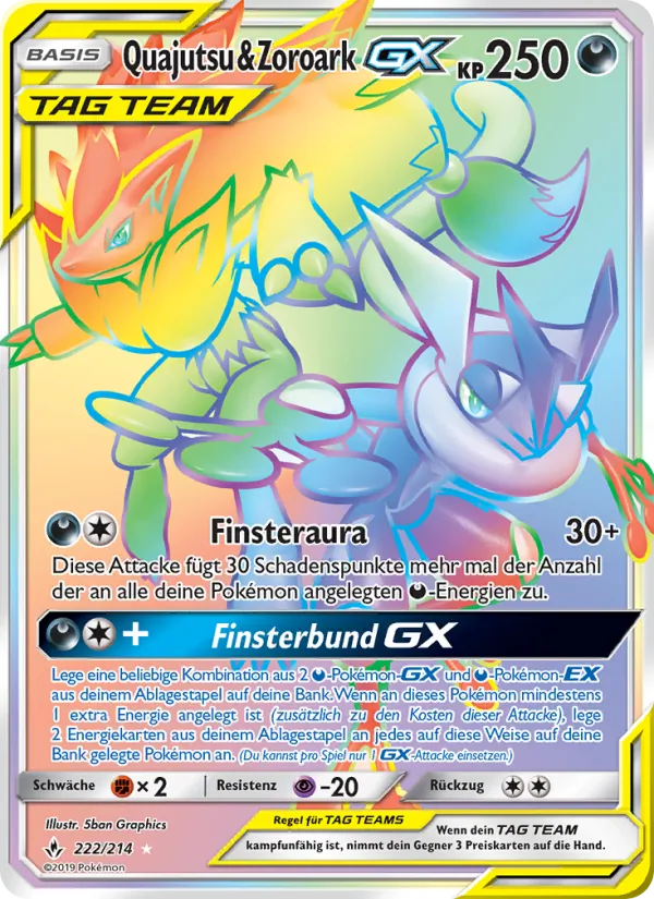 Karte Quajutsu & Zoroark GX aus Kräfte im Einklang, Nummer 222/214