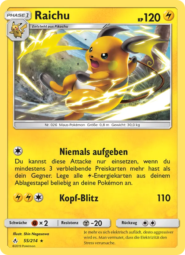 Karte Raichu aus Kräfte im Einklang, Nummer 55/214