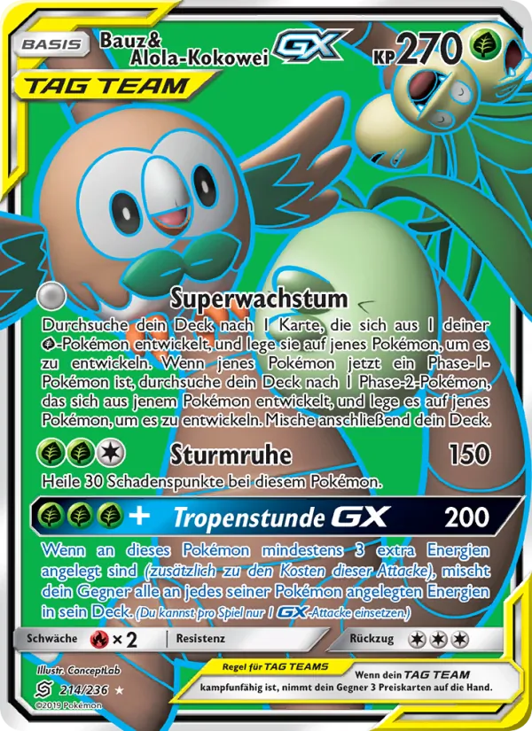 Karte Bauz & Alola-Kokowei GX aus Bund der Gleichgesinnten, Nummer 214/236