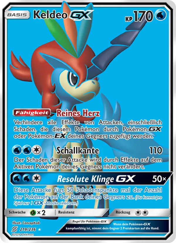 Karte Keldeo GX aus Bund der Gleichgesinnten, Nummer 219/236