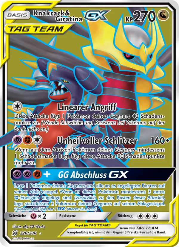 Karte Knakrack & Giratina GX aus Bund der Gleichgesinnten, Nummer 228/236