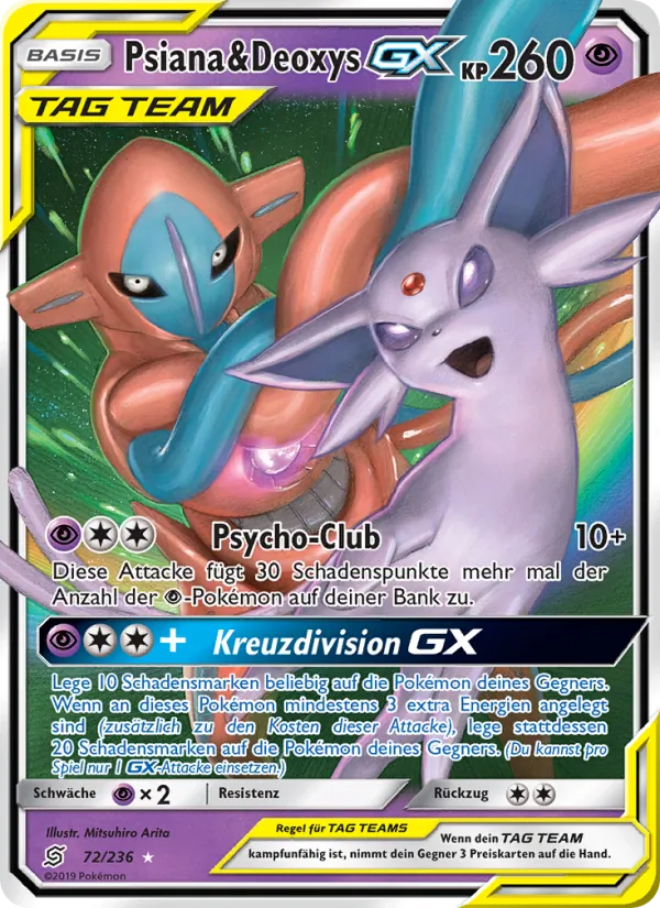 Karte Psiana & Deoxys GX aus Bund der Gleichgesinnten, Nummer 72/236