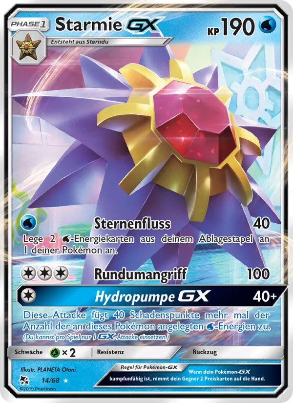 Karte Starmie-GX aus Verborgenes Schicksal, Nummer 14/68
