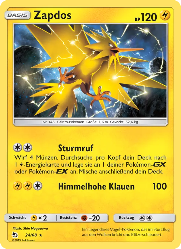 Karte Zapdos aus Verborgenes Schicksal, Nummer 24/68