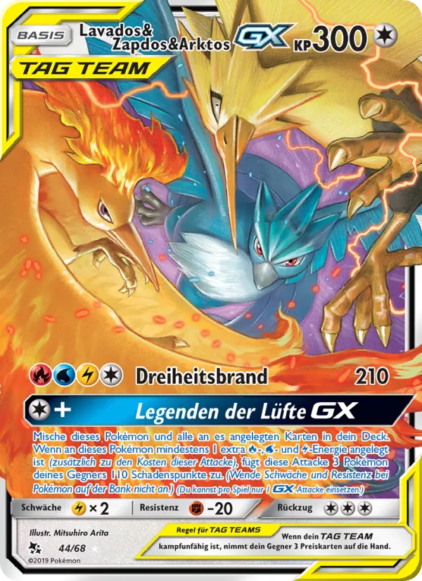 Karte Lavados & Zapdos & Arktos-GX aus Verborgenes Schicksal, Nummer 44/68