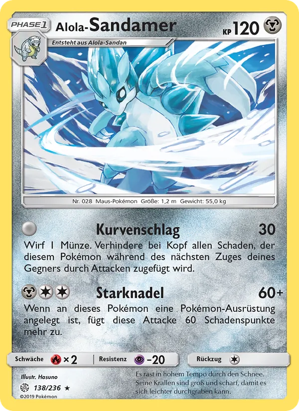Karte Alola-Sandamer aus Welten im Wandel, Nummer 138/236
