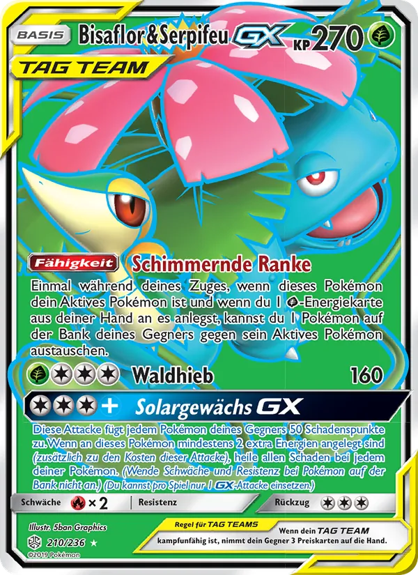 Karte Bisaflor & Serpifeu GX aus Welten im Wandel, Nummer 210/236